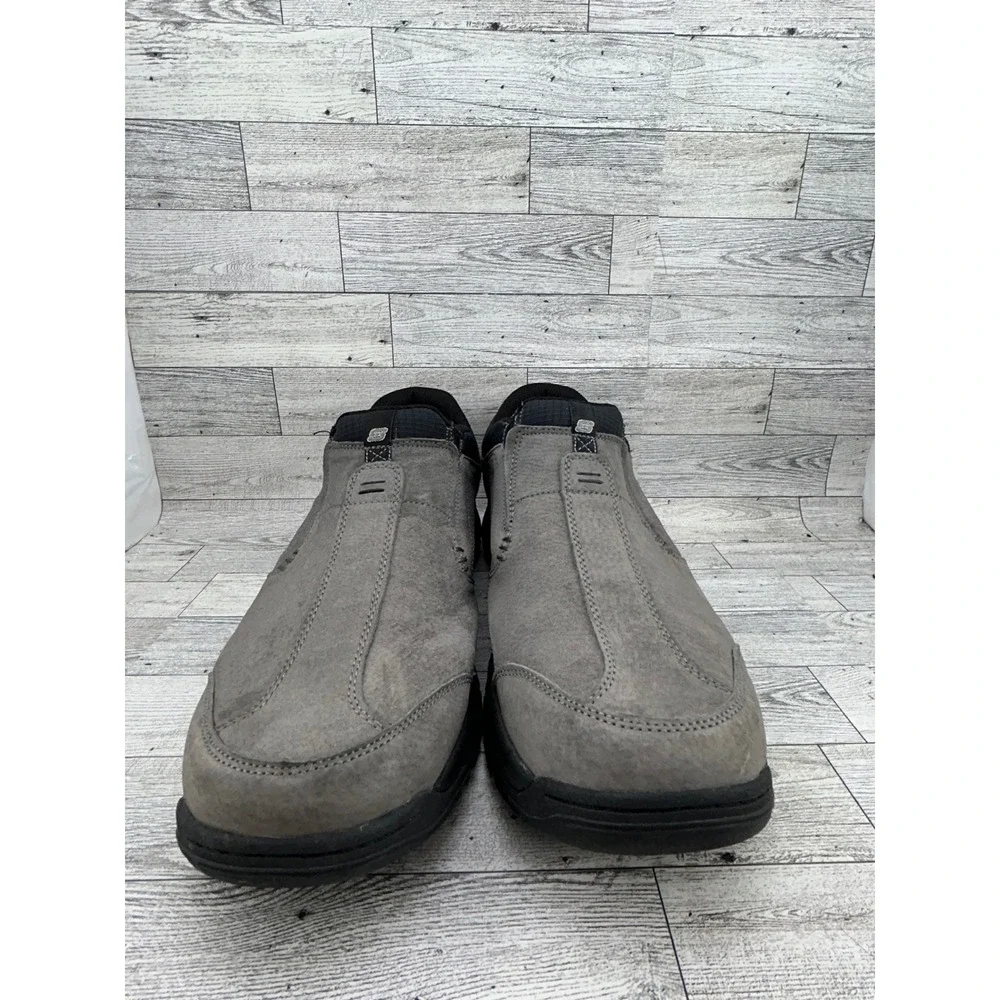 Skechers Men Relaxed Fit Memory Foam Slip On Leather Loafers Gray 51292 Size 14